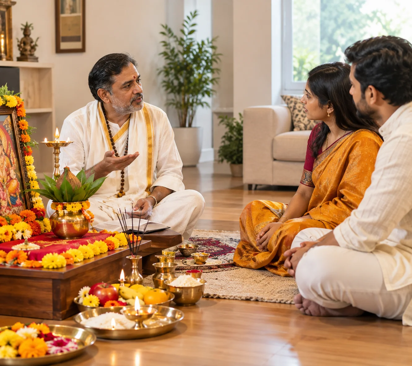 Experienced Hindu pandit performing traditional Indian pooja services in Houston TX