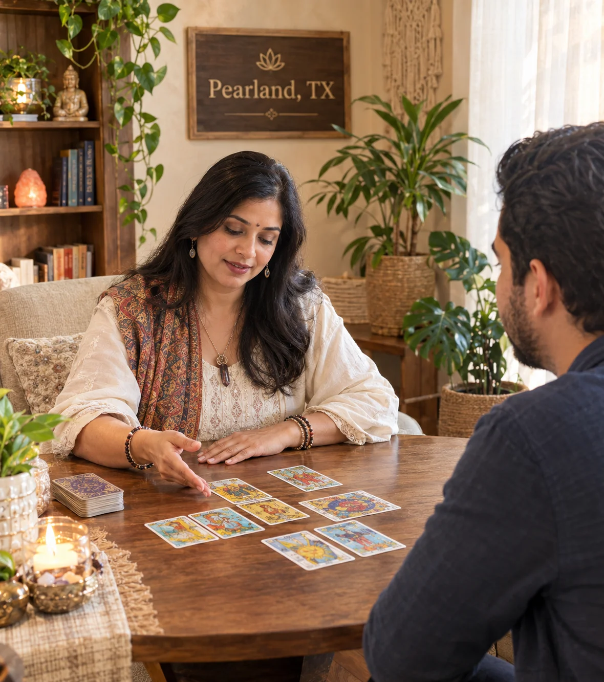 Psychic reading for love and relationship guidance in Pearland, TX, helping clients explore personal relationships and emotional concerns.
